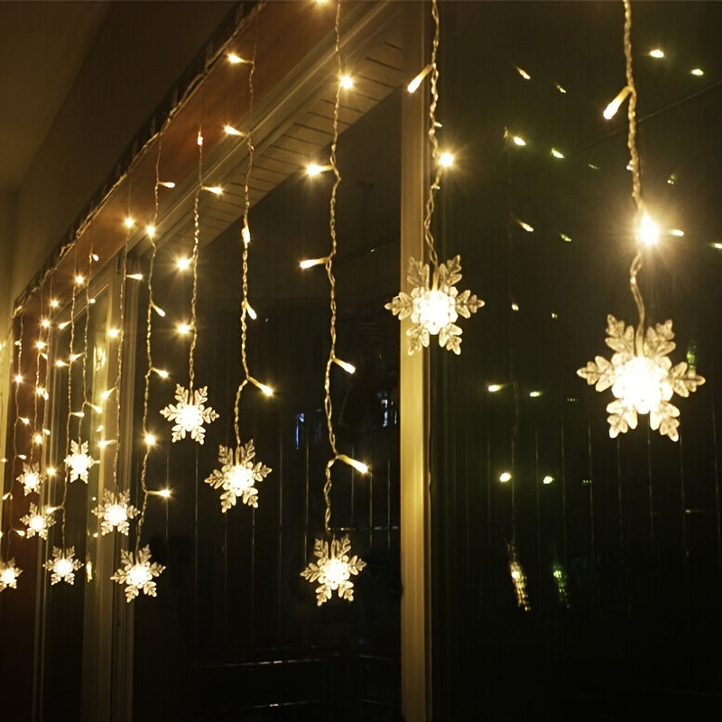Light String 1pc YETHKE Snowflake Curtain Light, 96 LED USB Powered Fairy   with 8 Modes