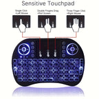 Keyboard i8 2.4G Mini wireless with touchpad &7-color Backlit, plug and play, Super cool design,Perfect for Android TV Box, Smart TV, Projector, PS3, and more!