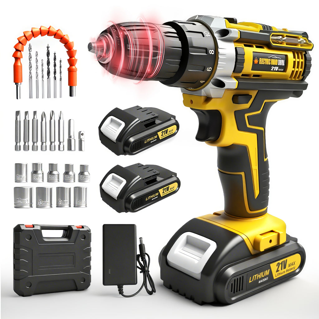 Drill Set Wireless . The New Impact Drill Is Equipped With A 3/8-inch Keyless Chuck And A Work Light
