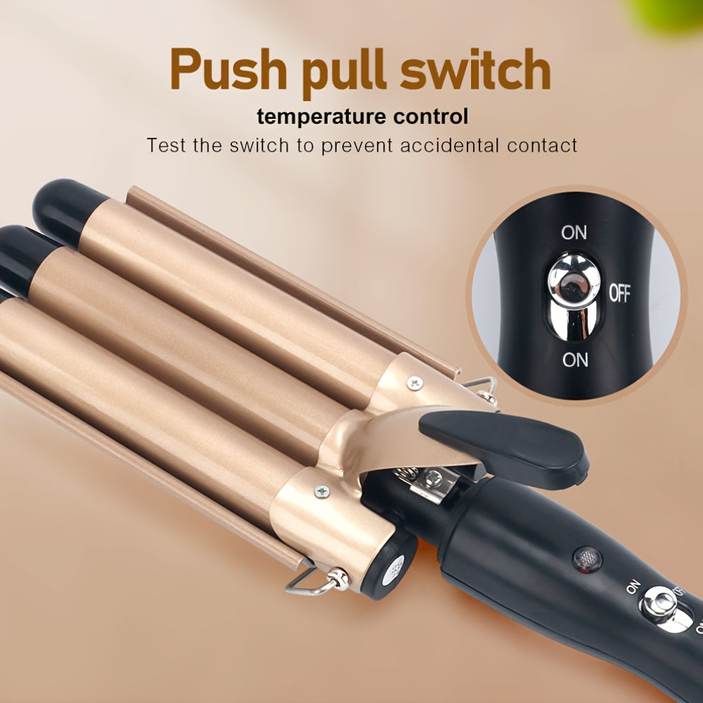 Hair Curling Iron  Professional Salon & Home - Fast in 1 Minute, 3-Barrel Design for Volume & Curl Definition, Ceramic Technology for Smooth, Damage-Free Styling - European Standard (220V) - Ideal for All Hair Types (Damaging