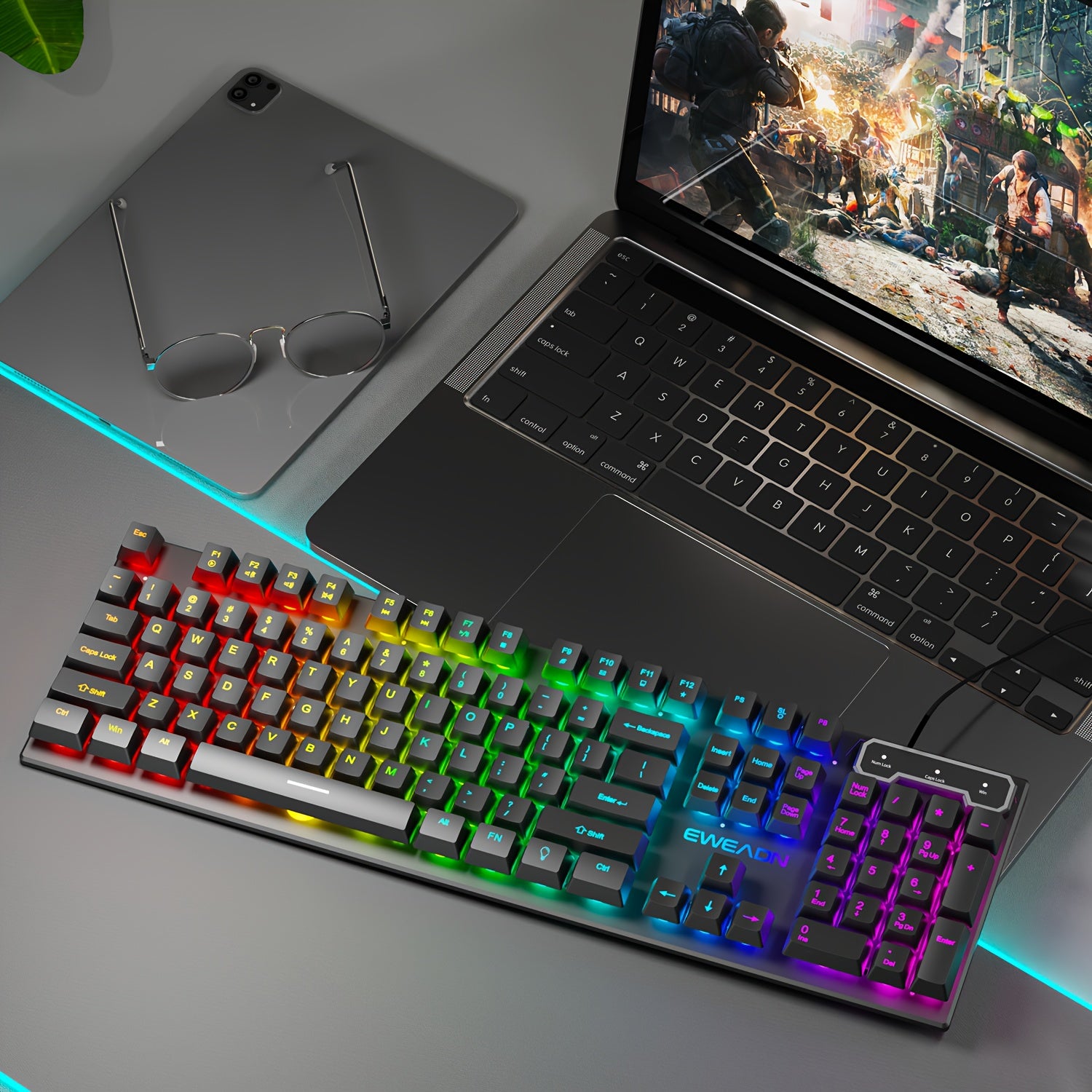 Keyboard EWEADN Silent Wired Gaming