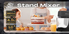 Mixer Food Processor 800 W SUPERLEX with 4.5L Stainless Steel Bowl - Professional Kneading Machine with 10 Speeds, Dough Hook, Whisk & Scraper - Stand Mixer for Bread, Cakes & More