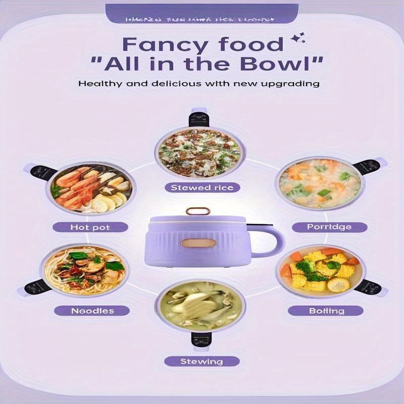 Coccer SENBOWE Compact 1.6L Electric Cooker - Portable Two-Color Selection (Matcha Green & Lilac), Touch Control with Intelligent Handle, Non-Stick for Soup, Rice, Porridge & Hot Pot - Perfect for Dorms & Small Kitchens