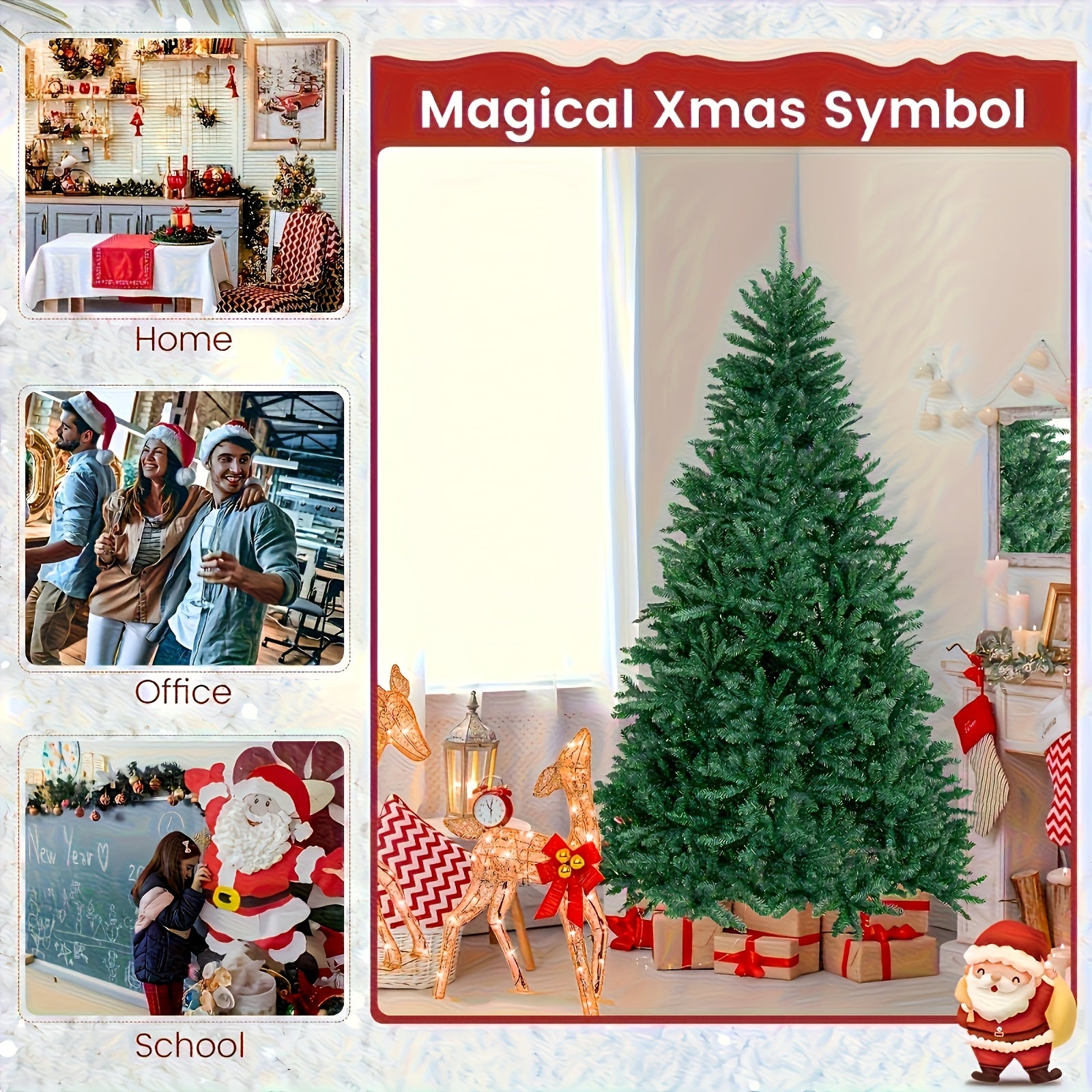 Tree 1pc Green Realistic Artificial Christmas Tree with Foldable Stand