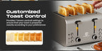Toaster SUPERLEX 1600W 4-Slice Stainless Steel  | Digital Display | Defrost/Reheat/Cancel | Auto Pop-Up & Crumb Tray | Cord Storage (220-240V EU), Kitchen Appliance, Home Cooking, Sleek Design, Modern Toaster, Durable Construc