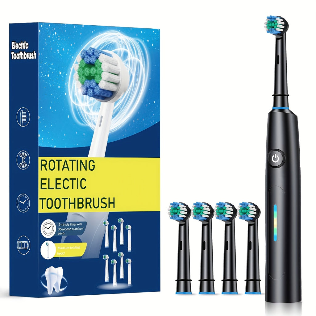 Toothbrush Electric for Adults & with 6 Speed/Rotation Modes (USB,), Smart Brush Compatibility, 6 Color Options (White/Black)
