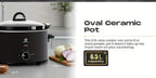 Slow Cooker SUPERLEX 6.5L Large Oval  | 200W Energy-Efficient Ceramic Pot | 4-Temp Control (High/Low/Warm/Off) | Tempered Glass Lid | Perfect for Party Cooking, Slow Cooker Recipe, Home Cooking, Stylish Cookware, Sleek Design,