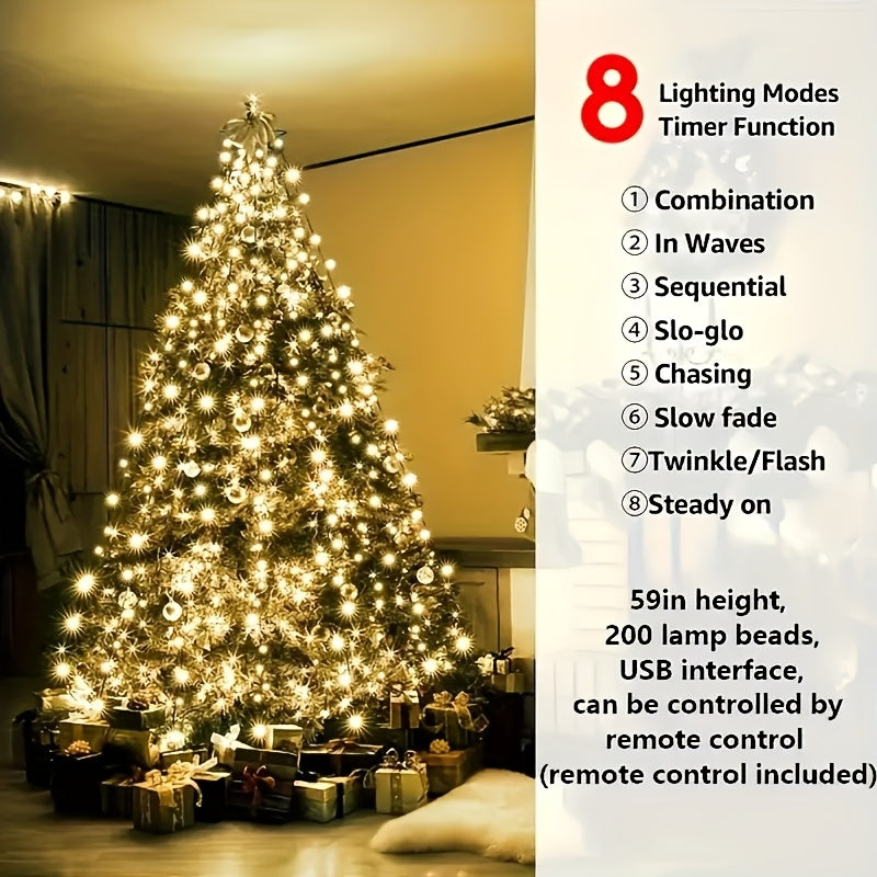 Lights 1pc 200/280/300 LED Christmas , Christmas Tree Decoration Outdoor String Lights Indoor String Lights, with 8 Lighting Modes, Christmas Decoration String Lights Holiday Decoration, with Remote Control, Suitable for Indoo