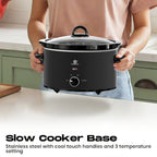 Slow Cooker SUPERLEX 6.5L Large Oval  | 200W Energy-Efficient Ceramic Pot | 4-Temp Control (High/Low/Warm/Off) | Tempered Glass Lid | Perfect for Party Cooking, Slow Cooker Recipe, Home Cooking, Stylish Cookware, Sleek Design,