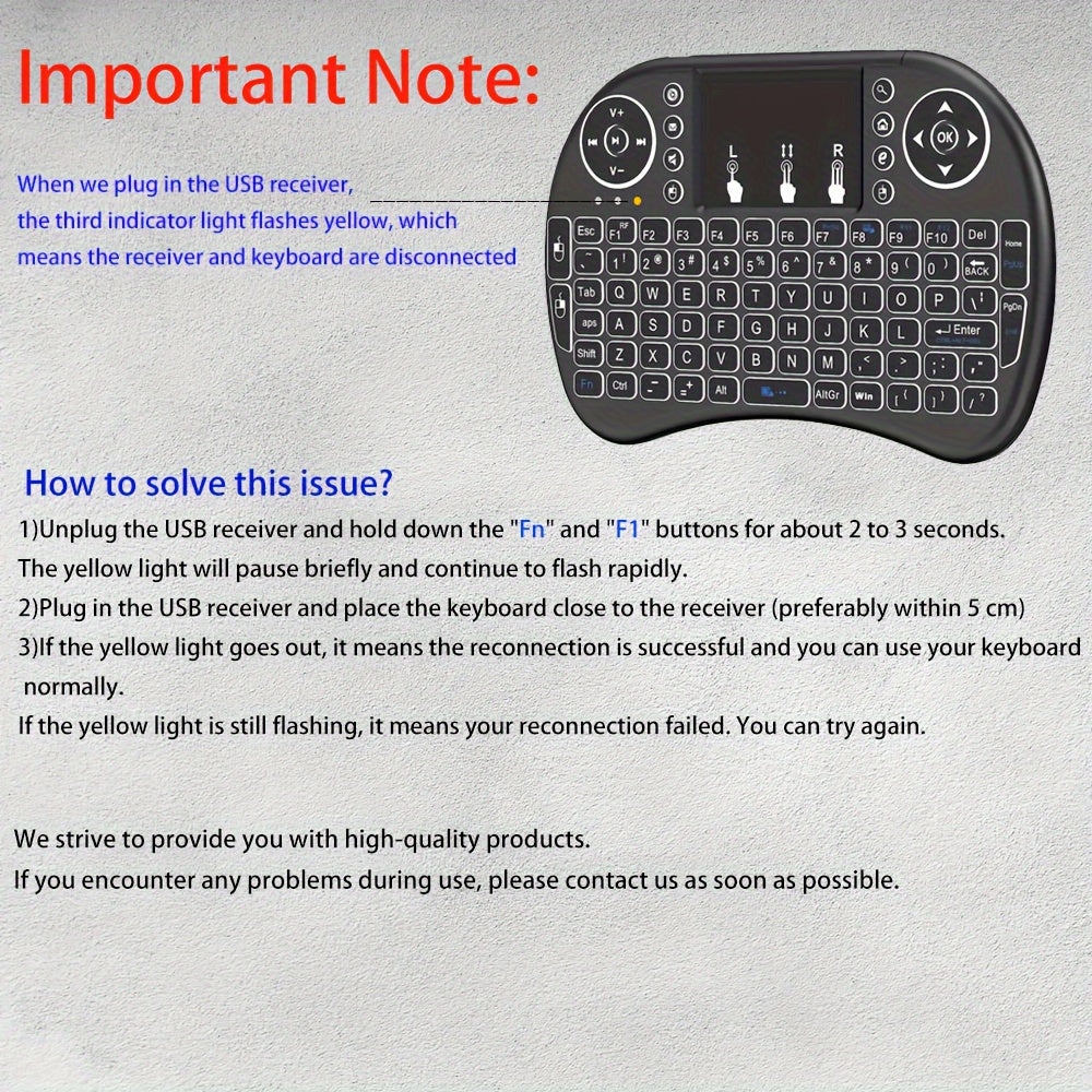 Keyboard i8 2.4G Mini wireless with touchpad &7-color Backlit, plug and play, Super cool design,Perfect for Android TV Box, Smart TV, Projector, PS3, and more!