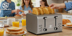 Toaster SUPERLEX 1600W 4-Slice Stainless Steel  | Digital Display | Defrost/Reheat/Cancel | Auto Pop-Up & Crumb Tray | Cord Storage (220-240V EU), Kitchen Appliance, Home Cooking, Sleek Design, Modern Toaster, Durable Construc