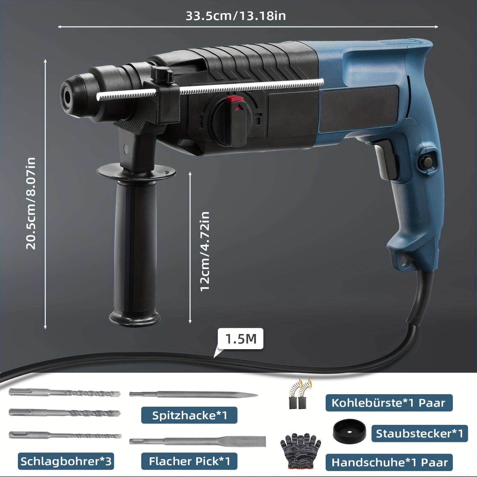 Drill 1500RPM Impact Drill Electric Screwdriver Electric Hammer Drill Mini Wireless Hand Drill, 3 Impact Drill Bits, 4 Operating Modes For Home Use For Tools & Home Improvement & Power Tools