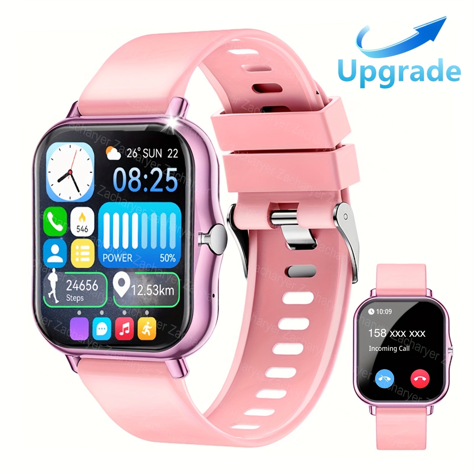 Smart Watch! Zacharyer 2025 Newest  Call/ SMS Notifications with APPs Pop-up Alerts, Multiple Sports Modes, Built in Games, Weather Forecast and Change Wallpapers and other functions, Compatible with iPhone and Android, gift f