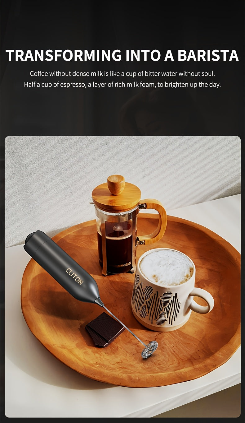 Frother 1pc Powerful Electric Milk Frother Handheld with Stainless Steel Stand, Battery Powered Mixer for Coffee, Smoothies, Latte, Matcha, Hot Chocolate, Mini Hand Blender 2025 Edition, Kitchen Gift, New Year Present, Valentine'S Da