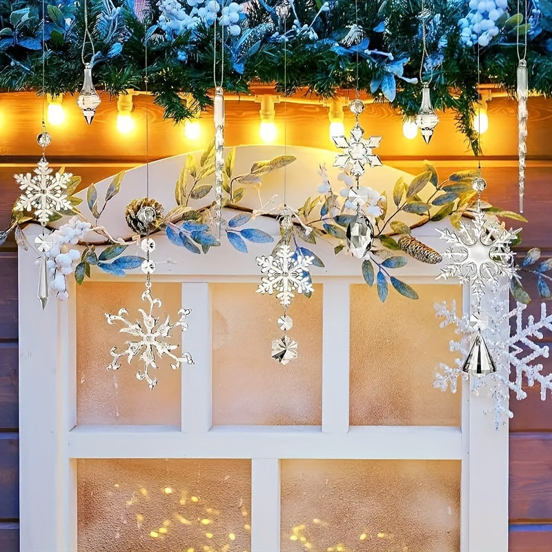 Ornaments 16-Pack Glass Snowflake Garden Suncatcher for self-assembly