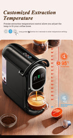 Coffee Machine CAFELFFE 19Bar Automatic Capsule  - Cold & Hot, Nescafe, DG, ESE Pod Compatible, Ground Coffee Option, 1450W, 220-240V, Easy to Clean, European Standard Plug, Perfect for Home Kitchen, Ideal Gift for Halloween,