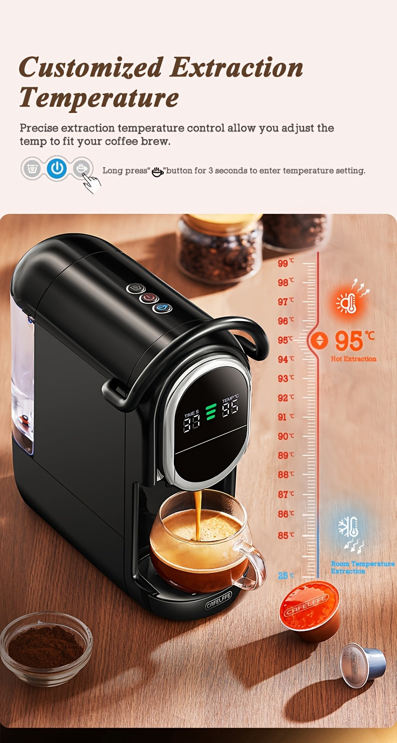 Coffee Machine CAFELFFE 19Bar Automatic Capsule  - Cold & Hot, Nescafe, DG, ESE Pod Compatible, Ground Coffee Option, 1450W, 220-240V, Easy to Clean, European Standard Plug, Perfect for Home Kitchen, Ideal Gift for Halloween,