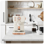 Coffee Machine Aeomjk Italian , One-Button Operation with Thermometer, Semi-Automatic Espresso Maker, 1.5L Water Tank for Espresso, Latte, Cappuccino