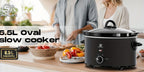 Slow Cooker SUPERLEX 6.5L Large Oval  | 200W Energy-Efficient Ceramic Pot | 4-Temp Control (High/Low/Warm/Off) | Tempered Glass Lid | Perfect for Party Cooking, Slow Cooker Recipe, Home Cooking, Stylish Cookware, Sleek Design,