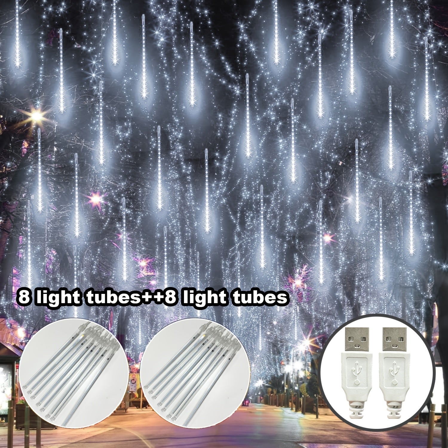 Light 1/2pcs 5.0/10.0meter 8/16 tube meteor shower light, USB power supply