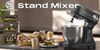 Mixer Food Processor 800 W SUPERLEX with 4.5L Stainless Steel Bowl - Professional Kneading Machine with 10 Speeds, Dough Hook, Whisk & Scraper - Stand Mixer for Bread, Cakes & More