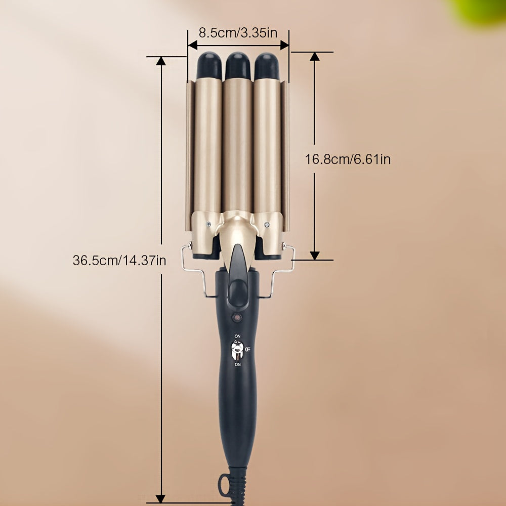 Hair Curling Iron  Professional Salon & Home - Fast in 1 Minute, 3-Barrel Design for Volume & Curl Definition, Ceramic Technology for Smooth, Damage-Free Styling - European Standard (220V) - Ideal for All Hair Types (Damaging