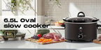 Slow Cooker SUPERLEX 6.5L Large Oval  | 200W Energy-Efficient Ceramic Pot | 4-Temp Control (High/Low/Warm/Off) | Tempered Glass Lid | Perfect for Party Cooking, Slow Cooker Recipe, Home Cooking, Stylish Cookware, Sleek Design,