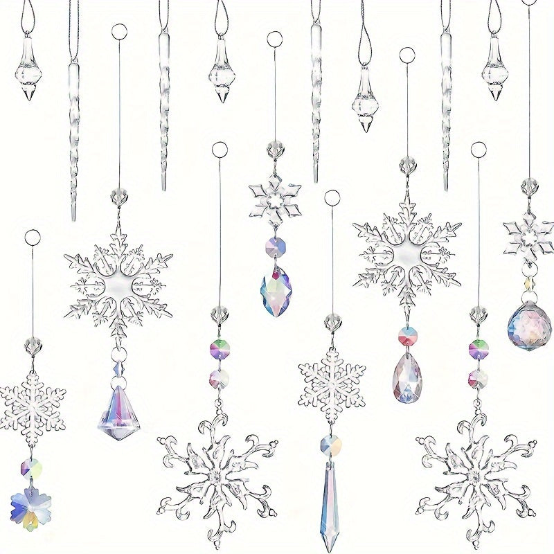 Ornaments 16-Pack Glass Snowflake Garden Suncatcher for self-assembly