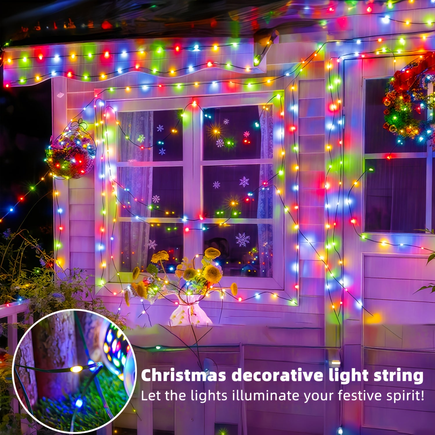 Light string 1000/300 LED Christmas  plug-in type, ultra long green flashing LED string light, PVC material