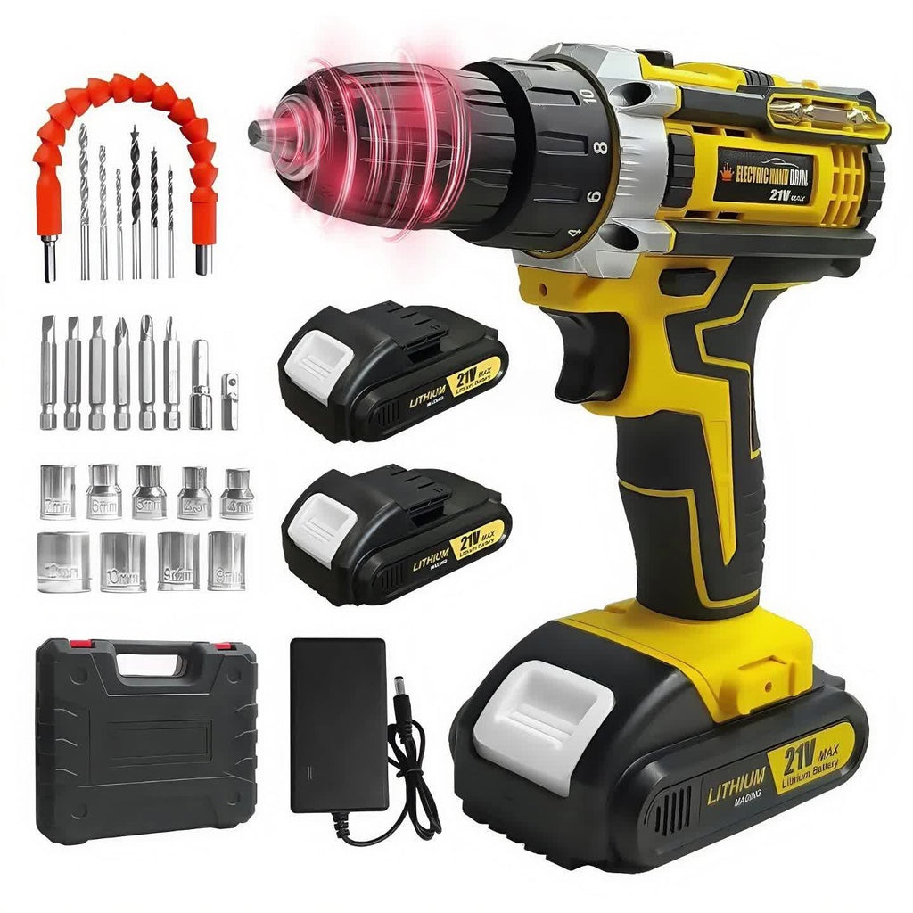 Drill Set Wireless . The New Impact Drill Is Equipped With A 3/8-inch Keyless Chuck And A Work Light