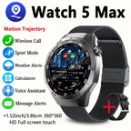 Smartwatch 2025 New GPS GT5  - 3.86cm HD Display, Wireless Calling, Over 100 Sports Modes, AI Voice Assistant, USB Charging, Compass Outdoor Fitness Tracker, Compatible with Android/for iPhone, Multi-Function Accesso