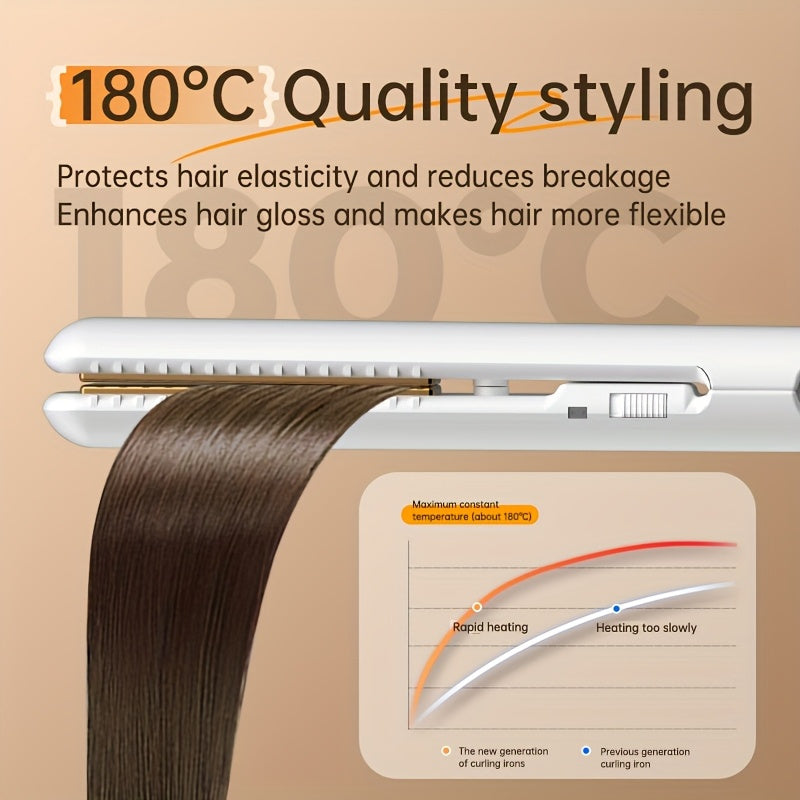 Straightener and Curler 2-in-1 , USB-Powered Mini Styler, Dual Use, Heat-Resistant, Portable Travel, Frizz-Free, Shiny & Smooth – Multi-Func