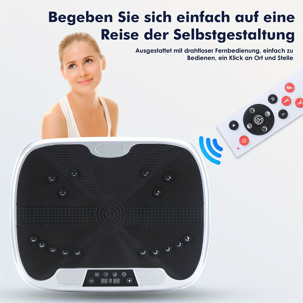 Vibration Plate with Electromagnetic Massage | 99 Speed Levels | Acupressure Foot Pad | Remote Control And Resistance Band Included | Silent Whole Body Burner for Home Fitness, Muscle Recovery, Balance Improvement,  Sma