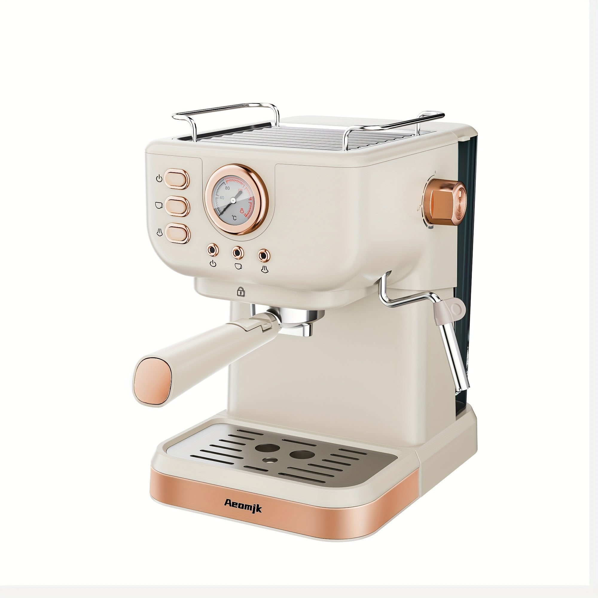 Coffee Machine Aeomjk Italian , One-Button Operation with Thermometer, Semi-Automatic Espresso Maker, 1.5L Water Tank for Espresso, Latte, Cappuccino