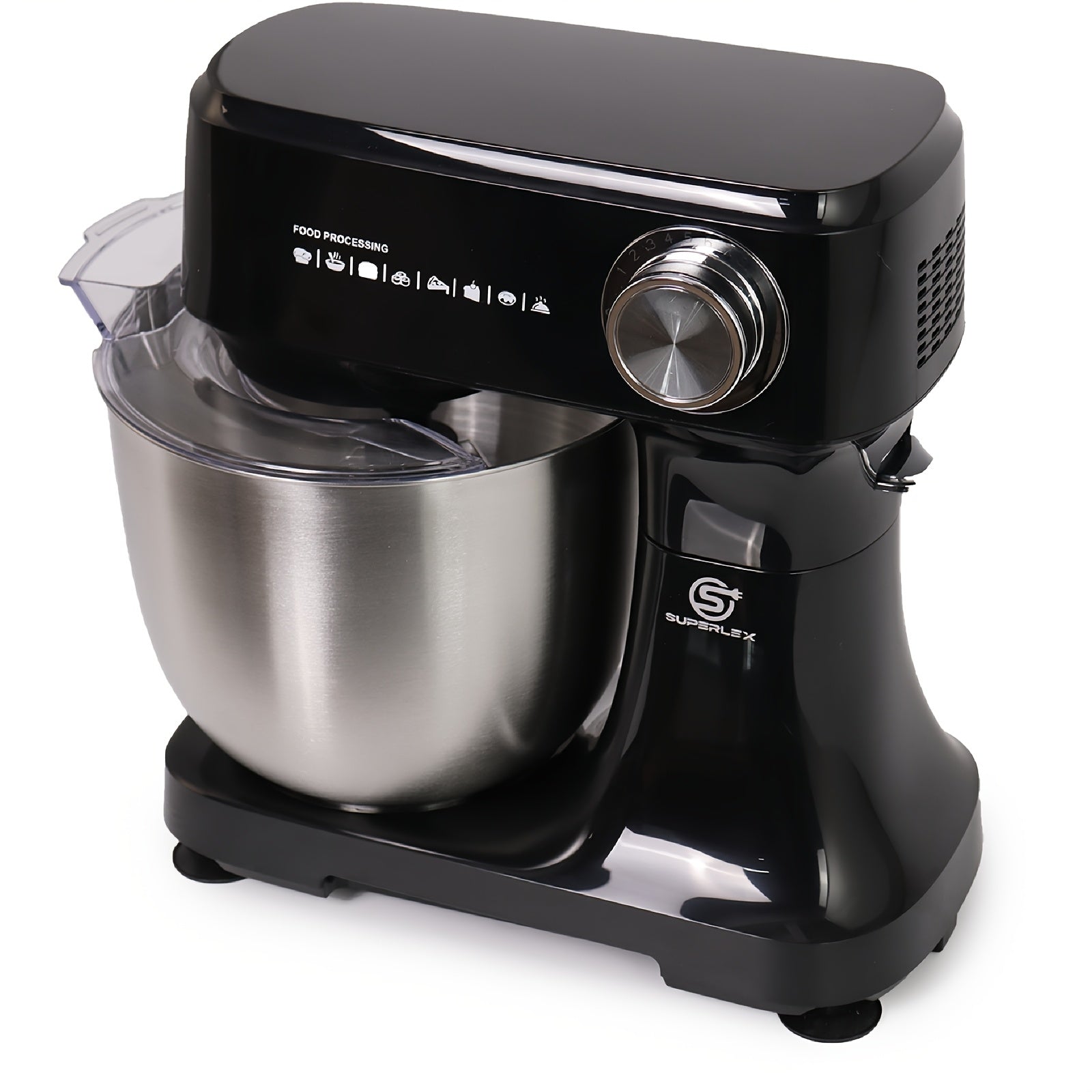 Mixer Food Processor 800 W SUPERLEX with 4.5L Stainless Steel Bowl - Professional Kneading Machine with 10 Speeds, Dough Hook, Whisk & Scraper - Stand Mixer for Bread, Cakes & More