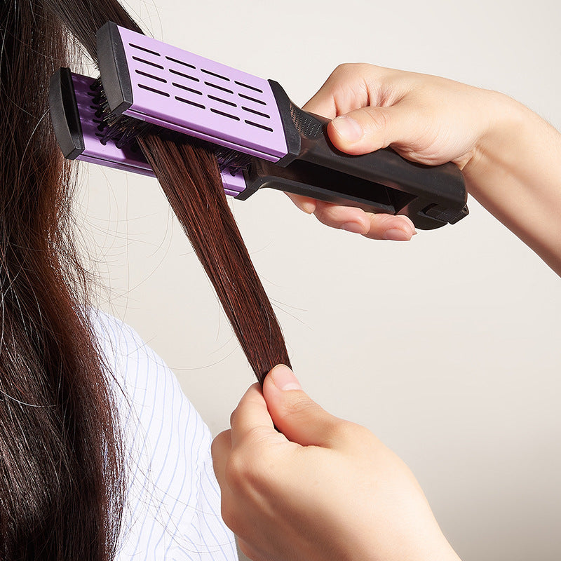 Hair Straightener Clip, Suitable for Buns and Wavy Hairstyles, Soft Bristles, Home Hair Styling Tool, Dual-Use Straightener and Curling Iron Comb for Women and Men