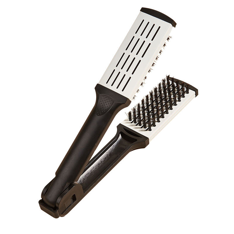 Hair Straightener Clip, Suitable for Buns and Wavy Hairstyles, Soft Bristles, Home Hair Styling Tool, Dual-Use Straightener and Curling Iron Comb for Women and Men