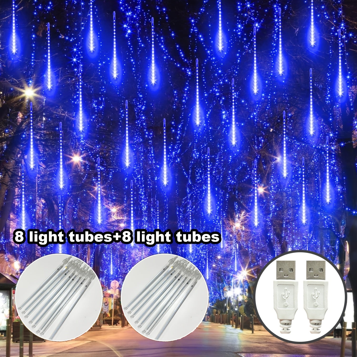 Light 1/2pcs 5.0/10.0meter 8/16 tube meteor shower light, USB power supply