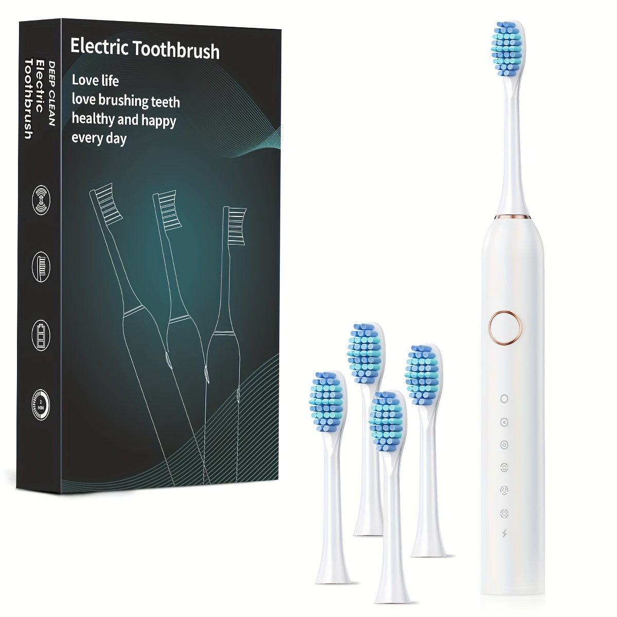 Toothbrush for Adults, Smart Fully Automatic Electric Unisex, Black White Pink