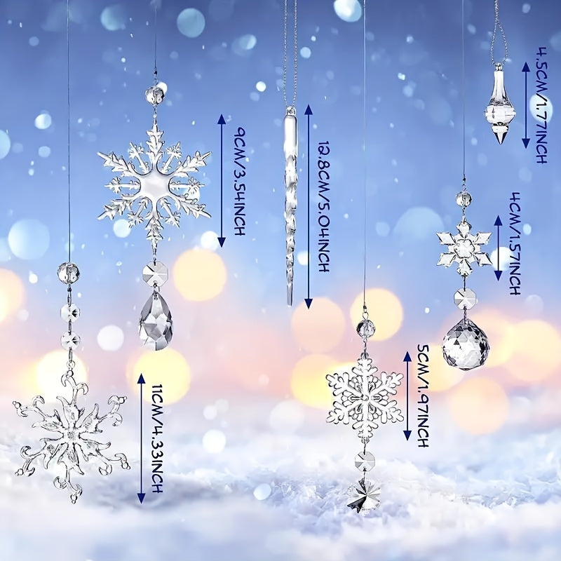 Ornaments 16-Pack Glass Snowflake Garden Suncatcher for self-assembly