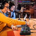 Sound Card USB-Powered Live  with Audio Interface, DJ Mixer Effects, Voice Changer, Rechargeable 1200mAh Lithium Battery, for Streaming, Podcasting, Gaming - Studio Equipment