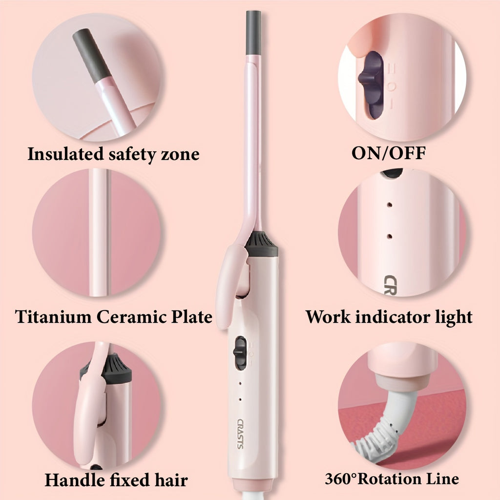 Hair Curling Wand CRASTS Unisex Adult , 9mm-25mm Teddy Bear Waves, Air Bangs, Mini 9mm 16mm 25mm Water Ripple Curls, 58W 220V Type C Plug, No Battery Required