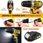 Drill Set Wireless . The New Impact Drill Is Equipped With A 3/8-inch Keyless Chuck And A Work Light