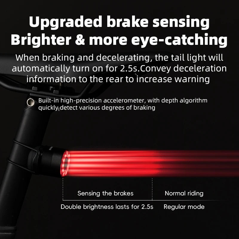 Bicycle Tail Light ROCKBROS Smart Brake Sensing Rear Bike Light