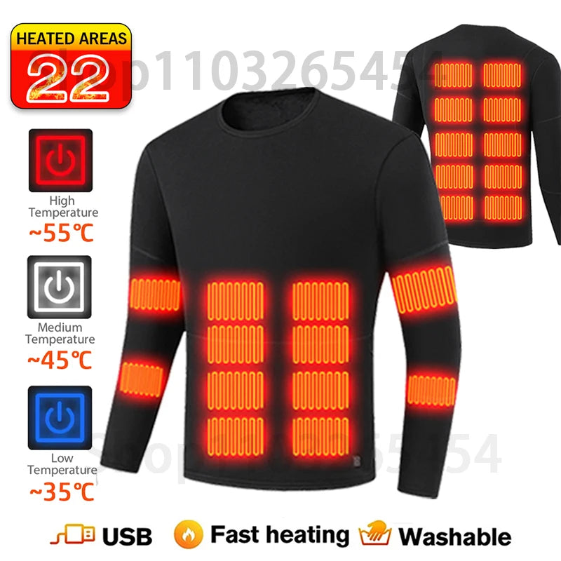 Underwear Winter Thermal Underwear 52 Areas New Heated  Women Men Heating Jacket Winter Accessories USB Electric Heating Clothes