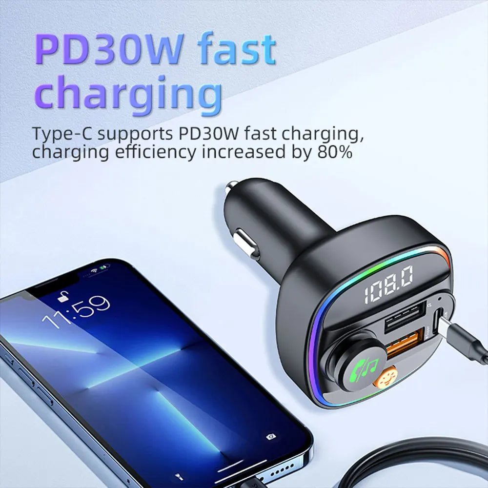Bluetooth 5.3 FM Transmitter & MP3 Player