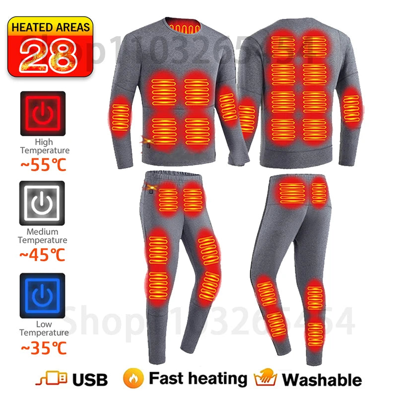 Underwear Winter Thermal Underwear 52 Areas New Heated  Women Men Heating Jacket Winter Accessories USB Electric Heating Clothes