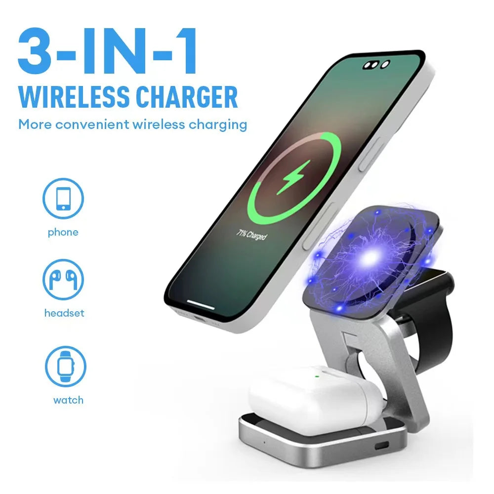 Foldable 3-in-1 Magnetic Wireless Charger