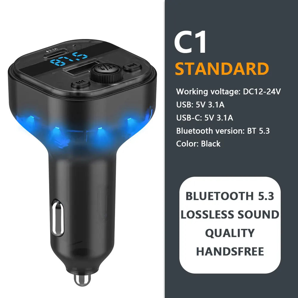 Bluetooth 5.3 FM Transmitter & MP3 Player
