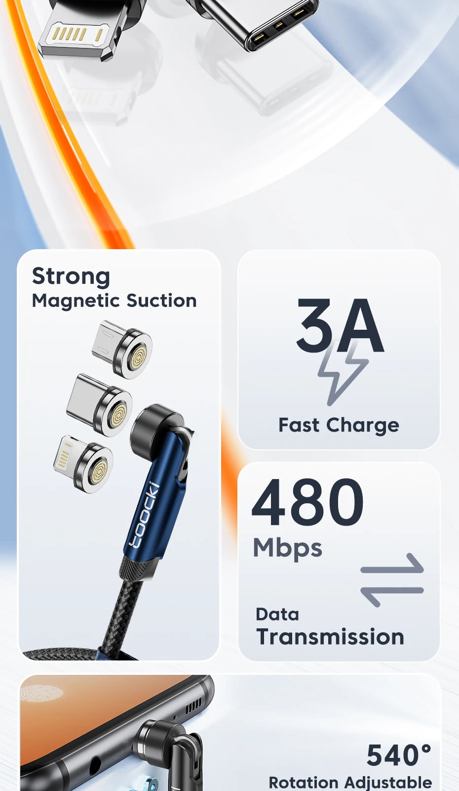 Magnetic USB-C & Micro USB Charging Cable